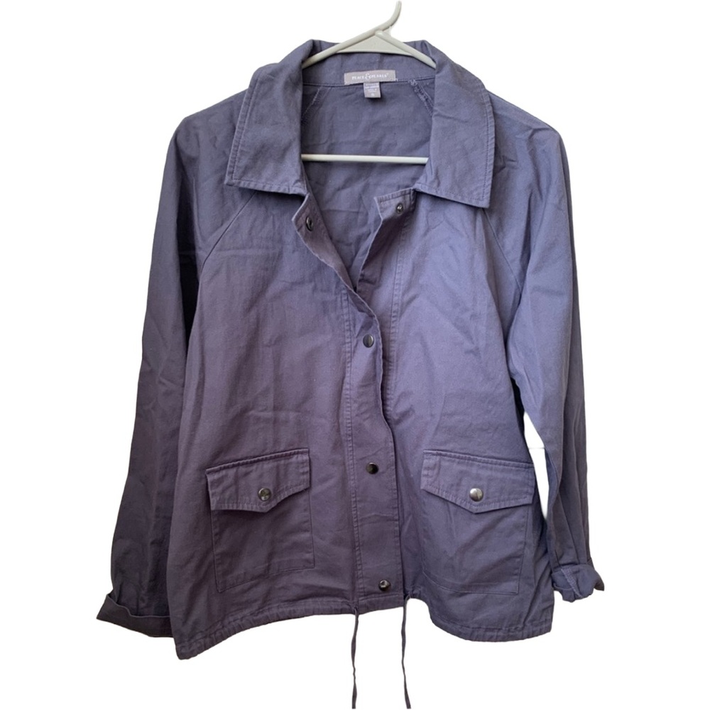 PEACE & PEARLS Women’s Purple/Gray Lightweight Snap Front Jacket Size: Small